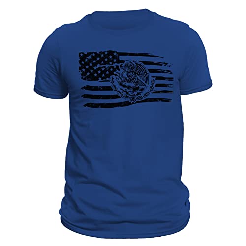 Mexican American Flag T-Shirt (L, Royal)