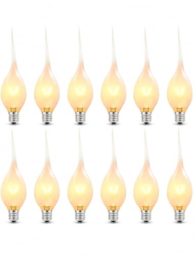 Doratale Silicone Dipped Candle Bulbs 5W Night Light Bulbs C7/E12 Candelabra Base - Clear Country Style for Christmas Chandelier Electric Window Candle - 120V 12 Pack