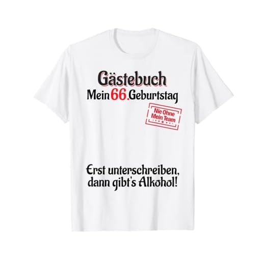 66 años Lista de invitados Hombre Mujer Libro de visitas 66 cumpleaños Camiseta