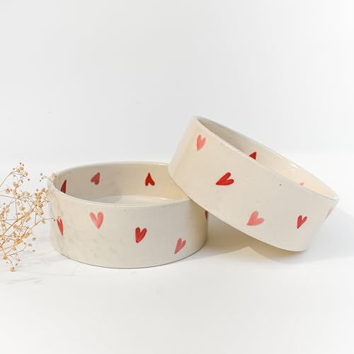 Image of Twin Heart Breakfast Bowl | Dishwasher Microwave Safe | Adorable Ceramic Bowl | Cute Valentine Heart Printed Patterned Dessert /Breakfast /Soup /Ice Cream Small Bowl (Multiclour 2)