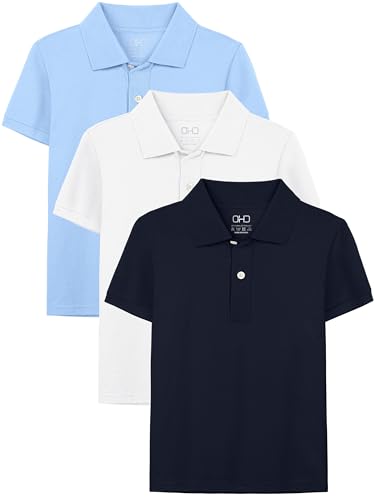 Image of OHD 3 Pack School Uniform for Boys Polo Shirt Cotton Uniform Shirts for Boys Kids School Clothes 3-14 Years