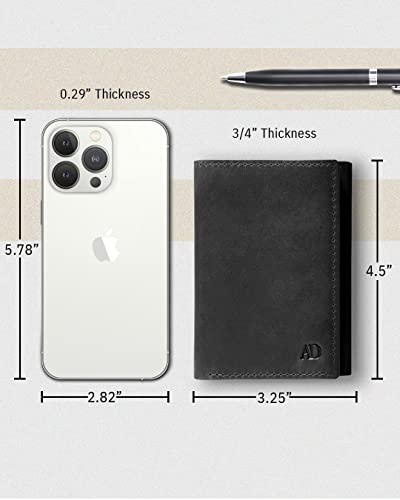 Image of Trifold Wallets for Men - Slim RFID Blocking Wallet for Securing Personal Data - Front Pocket Friendly Genuine Leather Wallet - Mens Wallets Trifold with ID Window - Tri Fold Wallet Gifts for Men