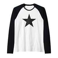 Big Black Star T Shirt for Men, Women and Kids Raglan Baseball Tee