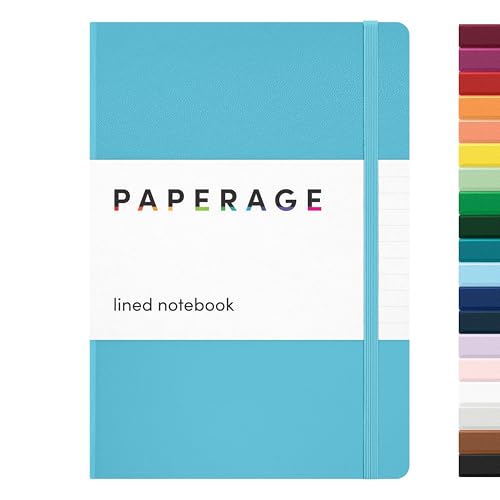 Image of PAPERAGE Lined Journal Notebook, (Sky Blue), 160 Pages, Medium 5.6 in x 8 in - 100 GSM Thick Paper - Hardcover Journaling Notebook for Work, School & Note Taking