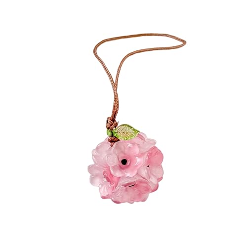 Oxtxuzdm Llavero de bola de cristal hecho a mano con diseño elegante y transparente, accesorio ligero y elegante para bolsos, monederos, llaves de coche, llavero de cuentas de cristal, Fresas de