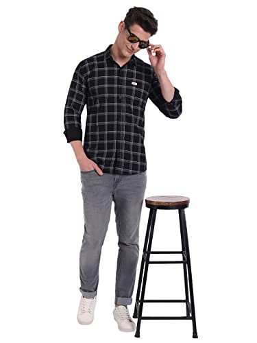 Image of Majestic Man Slim Fit Cotton Casual Check Shirt for Men