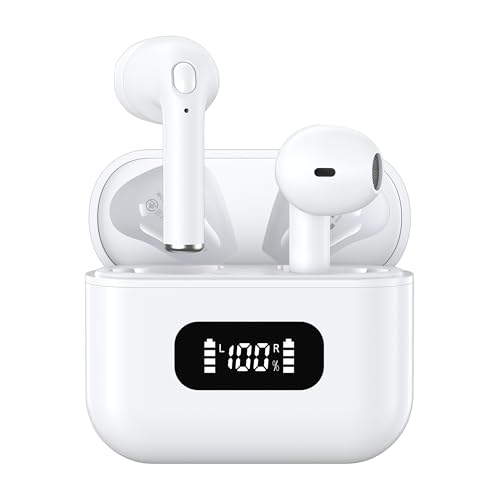 Fones de Ouvido Bluetooth Tranya True Wireless, 4 Microfones para Chamadas Claras, Controle de Botão Preciso, Bateria de Longa Duração, Conforto o Dia Todo