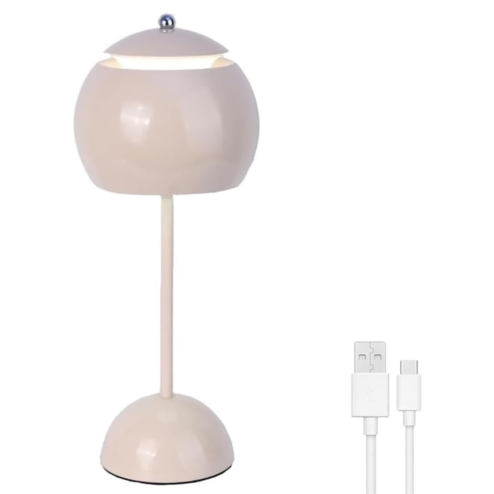 AoLa LED Mushroom Lamp Rechargeable Cordless Table Lamp Dimmable Touch Lamp USB Rechargeable Modern Design Battery Operated Cordless Bedside Lamp for Bedroom or Restaurant,White