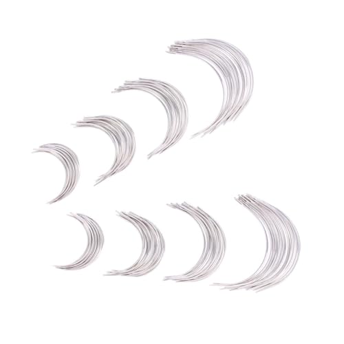 Sewroro 96pcs Curved Weaving Needles for Leather Crafts Stainless Steel Sewing Needles DIY Leather Sewing Tools Big Eye Looper Easy to Use