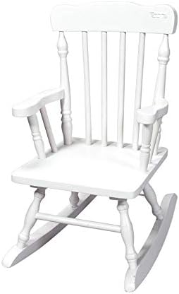 Gift Mark Childs Rocking Chairs - Classic Hand-Made Wooden Rockers for Boys and Girls - Vintage Style Colonial Kid's Seats - Childrens Furniture Rocker (White)