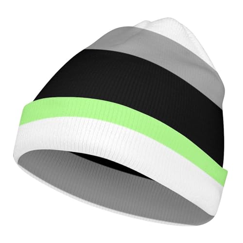 Agender Pride Flag Kids Beanie Hat for for Girls Boys Children Cap Winter Knitted Chemo Cancer Headwear Accessories Gifts Decoration Black
