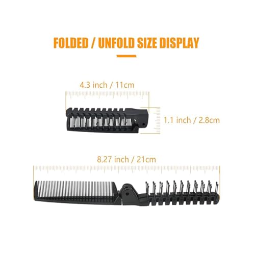 Image of GITGRNTH 4-Piece Black Hair Brush and Comb Set - Detangling Paddle Brush, Round Brush, Fine & Wide Tooth Combs - Styling Kit for All Hair Types, Women, Men & Kids (Foldable Comb 2)