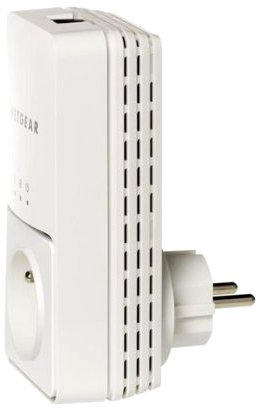 Netgear XAVB1501-100FRS Pack de 2 Adaptateurs CPL Ethernet Powerline 200 Mbit/s avec Prise Femelle Integrée Homeplug AV