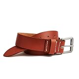 Red Wing Shoesメンズレザーベルト、米国製、3.82cmフルグレインレザー、ソリッドブラスローラーバックル、Oro Legacyレザー、81.3 cm ウエスト
