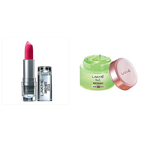 Image of Lakme Enrich Matte Lipstick, Shade PM15, 4.7g And 9 to 5 Naturale Aloe Aquagel, 50g