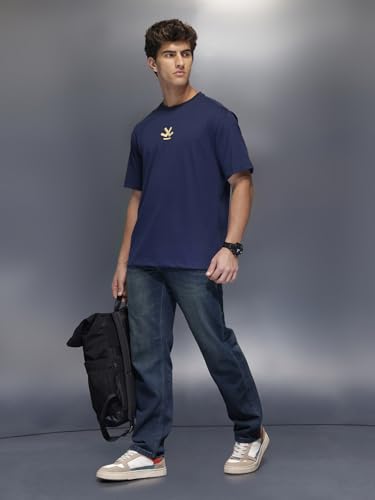 Image of WROGN Men's 220 GSM Pure Cotton T-Shirt | Back Graphic Print | Oversized Fit