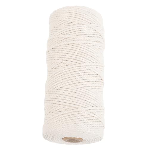 LALAFINA Cuerda de Algodón para Cocina 650 Pies 2 Mm Multiusos Resistente para Empacar Carne Jardinería y Manualidades Rollo de Cuerda