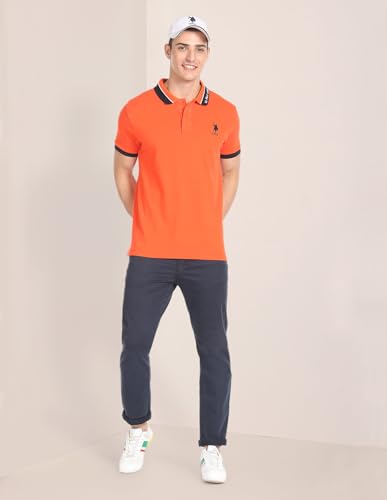 Image of U.S. POLO ASSN. Solid Slim Fit Polo T Shirts for Men - 100% Cotton, Half Sleeves Mens Tshirt