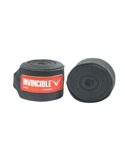 Image of INVINCIBLE Mexican Style Semi-Stretch Nylon Hand Wraps (Black, 4.5 Meter)