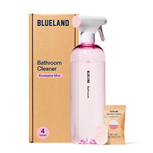 Blueland Bathroom Cleaning Spray Bottle With 4 Refill Tablets | Eco Friendly Products & Cleaning Supplies - Eucalyptus Mint Scent | Makes 4 X 24 Fl Oz Bottles (96 Fl Oz Total) #TOP9