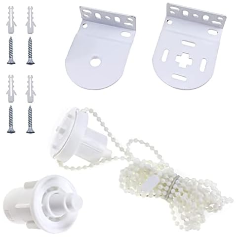 Roller Blind Repair Kit 32mm Fittings Replacement Curtain Roller Blind Accessories Roller Blind Fittings with 3M Beaded Chain for Curtain Repair, Roller Blind Brackets Cover