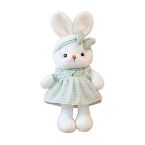 AKFJP ウサギ ぬいぐるみ ウサギ クッション ウサギ おもちゃ ウサギ 抱き枕 昼枕 子供の日 女の子 男の子 大人 子供 癒し系 リボン ふわふわ クリスマス 可愛い 面白い もちもち 誕生日 プレゼント グリーン 25cm