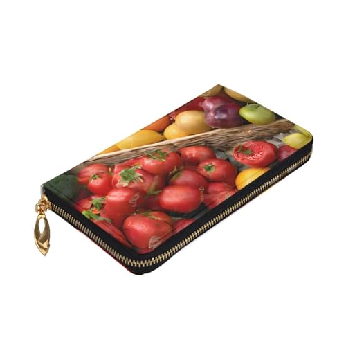 Variety Fresh Vegetables Long Leather Wallet,Large Capacity Soft Pu Leather Purse For Women With Multiple Card Slots Phone Pocket And Zipper Coin Purse Stylish Phone Card Holder Clutch3