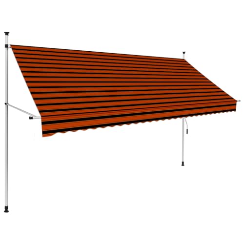 Myheimly Einziehbare Balkonmarkise Klemmmarkise Sonnenschutz Garten Markise Handbetrieben 300 cm Orange und Braun