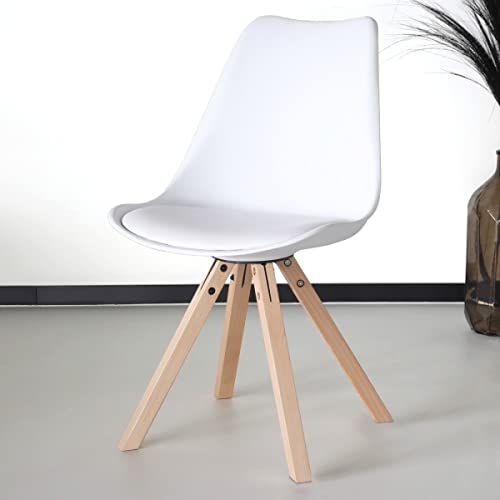 Lizzely Garden & Living Chaise de Salle à Manger Stilo avec Rembourrage à l?Assise Blanc thumbnail