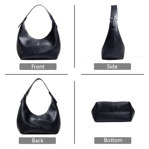 Bolso Hobo Mujer de Cuero Vegano Marrón Oscuro miniatura 4