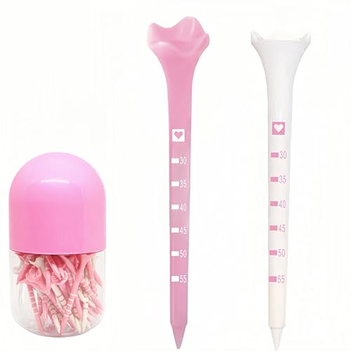 ゴルフティー 低抵抗ヘッド ロングティー 83mm 50本入り ケース付き ワンポイントハート 高耐久設計 摩擦軽減 飛距離サポート