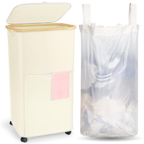 Wuciray FN2024 Wäschekorb mit Rollen 100L