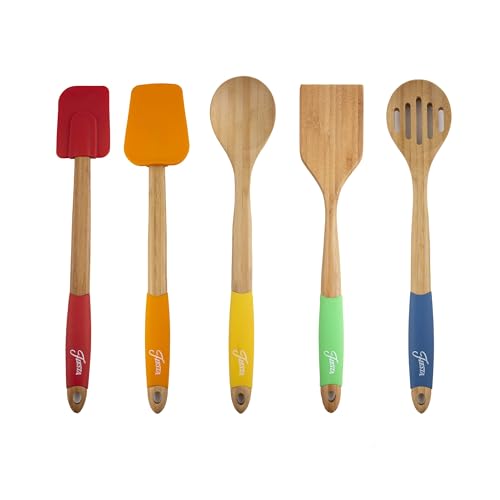 Fiesta Bamboo 5-Piece Silicone Utensil Set