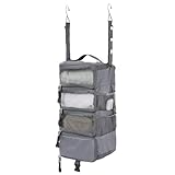 [タビトラ] クローゼット吊り下げ収納 衣類ラック インナーバッグ 収納ボックス 吊り下げ 旅行 出張 クローゼット 折り畳み式 省スペース 大容量 衣装ケース オーガナイザー グレー S