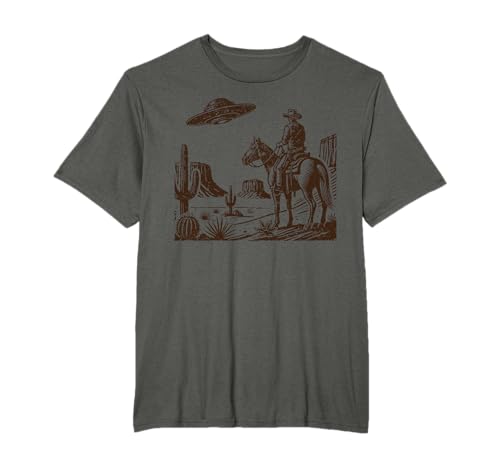 Cowboy-Western-UFO Alien, altmodisch T-Shirt