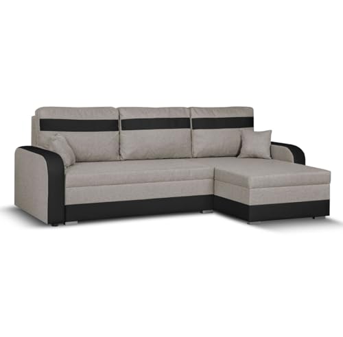 SENTO TRADE Ecksofa mit Schlaffunktion, Bettkasten, L-Form Eckcouch, Schlafsofa, inkl. Hocker, Bonellfederkern, CONDI (beige-schwarz) SENTO TRADE Ecksofa mit Schlaffunktion, Bettkasten, L-Form Eckcouch, Schlafsofa, inkl. Hocker, Bonellfederkern, CONDI (beige-schwarz)