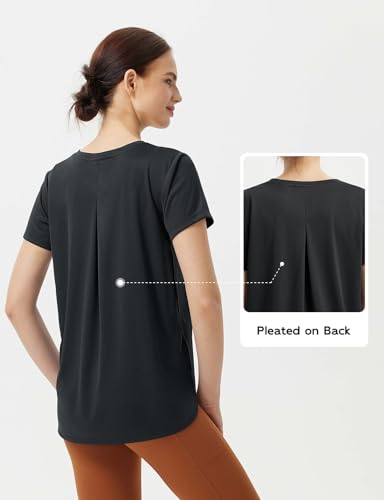 baleaf Women's Short Sleeve Workout Shirts Athletic Running Yoga Tops with Curved Hem Quick Dry Sun T-Shirt UPF 50+3