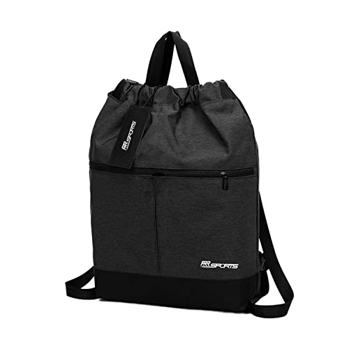 RR Sports - Umweltfreundlicher Sport- & Reiserucksack 20L Schwarz Grau Damen Herren & Kinder - Sportrucksack Daypack für Fitness-Studio, Gym, Alltag, Reise klein - Kleiner Fitness-Rucksack Sportbeutel Cover