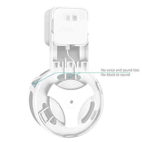Outlet Wall Mount Stand for Smart Home Speakers Voice Assistants Dot 3rd Gen Hanger Holder Case Bracket Space Saving Perfect Accessories Without Messy Wires or Screws (AMM002-W), White by WALI