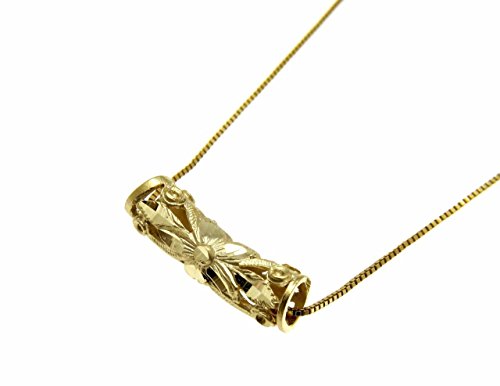 Arthur's Jewelry 14k Solid yellow gold Hawaiian diamond cut scroll horizontal barrel pendant4