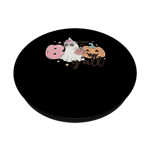 Boo Y'all Spooky Halloween Creepy Ghostly Design PopSockets Swappable PopGrip, Black - Image 2