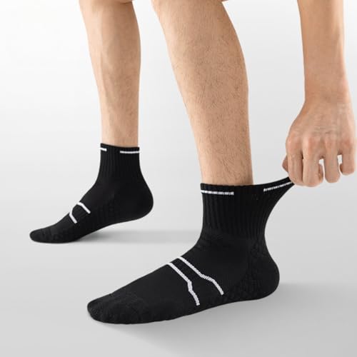 Men's Performance Basketball Quarter Socks Cushioned Ankle Athletic Socks for Cycling, Hiking, and Running3