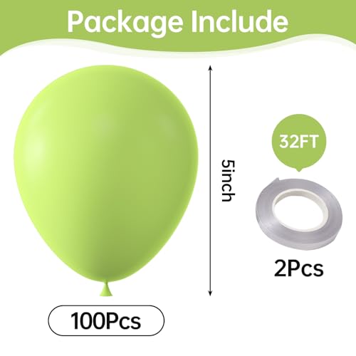 Image of KALOR Lime Green Balloons,100 Pcs 5 Inch Mini Matte Latex Balloons for Balloon Garland Arch, Birthday Decoration, Wedding Party, Baby Shower Decorations
