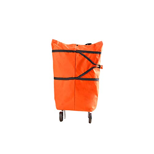 Vokmon Bewegliche Faltbare Einkaufs Trolley-Tasche mit Rad Wasserdichtes Oxford Stoff-Taschentasche, orange