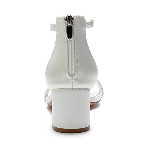 Sandales de mariée avec zip au dos et talons carrés stables - 2