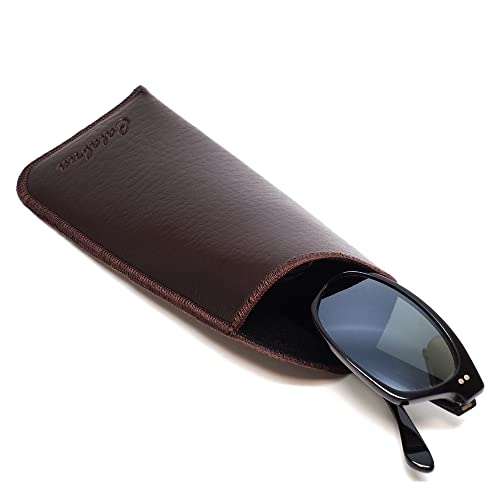 Image of Calabria Mens Slim Half-Clip Case in Black or Brown (Brown (No-Clip))