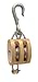 Campbell 3002J 6" Double Wood Shell Block with Long and Loose Hook, 2500 lbs Load Capacity, 3/4" Rope, 3-1/2" Sheave