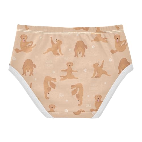Wusikd Yoga Dogs Poses Girls' Underwear Cotton Golden Retriever Girls Briefs Soft Toddler Underwear 3T2