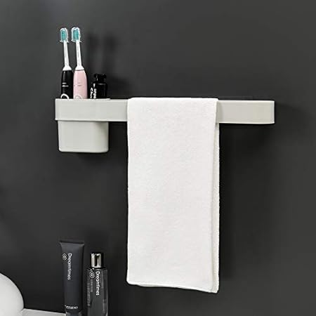 TIAN PAN-Estantería de baño moderna,ps plástico Toallero Barra De Toalla,Multifunción,sin Taladrar Estante De Almacenamiento De Baño(Blanco,46 x11cm).