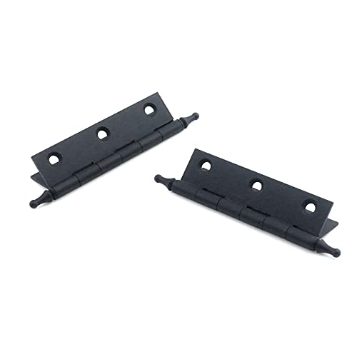 My Mironey 2-Pack Black Folding Butt Hinges Crown Head Door Hinges Copper Antique Style Steeple Hinges With Screw For Cabinet Door Furniture Cupboard Wardrobe,2.95" X 1.54" #TOP3